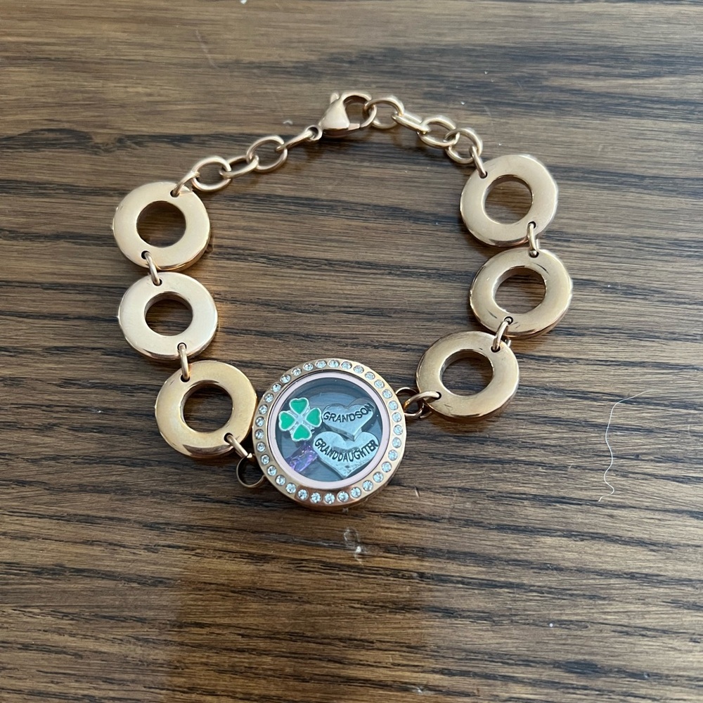Grandson and granddaughter locket bracelet